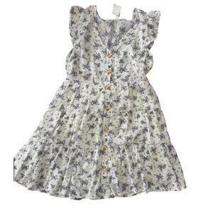 Blu Pepper Floral Ruffle Mini Dress - - Size M